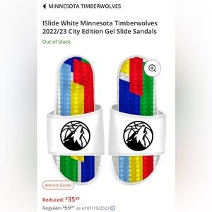 ISLIDE MINNESOTA TIMBERWOLVES NBA SLIDE SANDAL SIZE 10